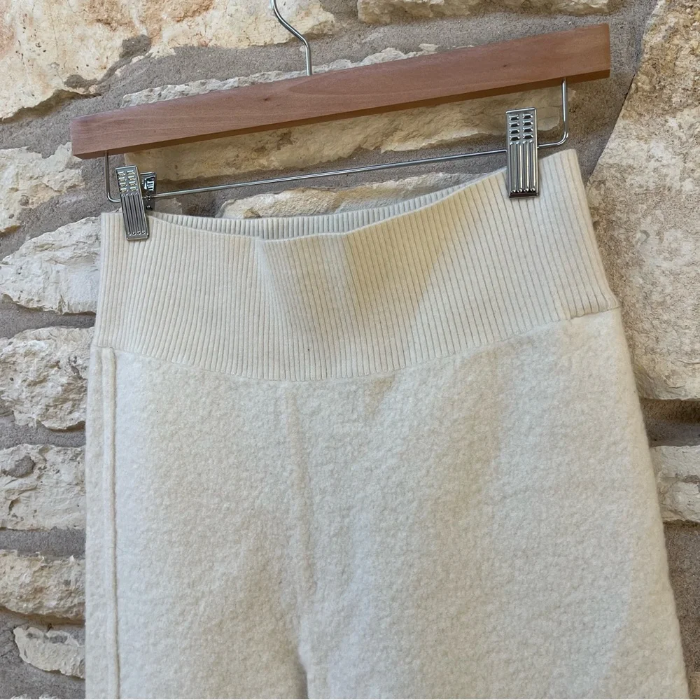 Nike Wide-Leg Knit Pants in Cream with Blue, Green & Gray Accents